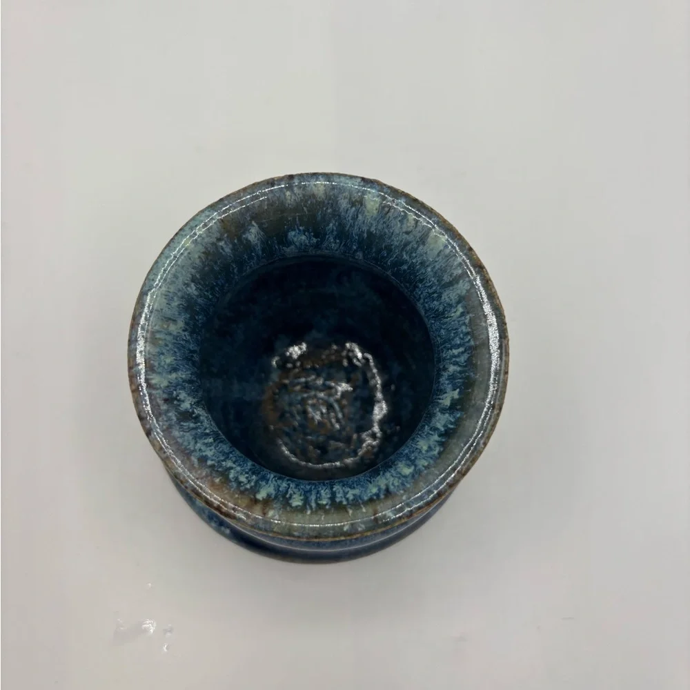 Glazed Blue Pottery Accent Vase or pencil holder